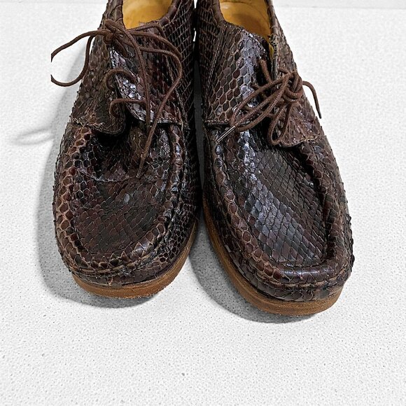 Patrick Cox Wannabe 90s Snake Skin Lace-Up Moc Shoes EU 38.5 / US 8–8.5 Vintage - Picture 6 of 9